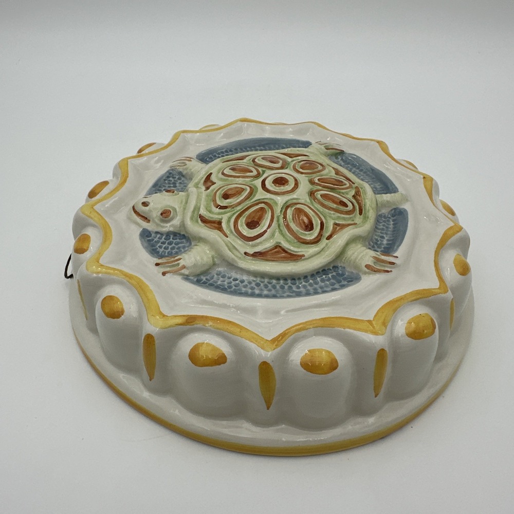Mei-Elmar Imports Turtle Ceramic Wall Hanging Mold Italy White Green K3370 - Picture 7 of 11